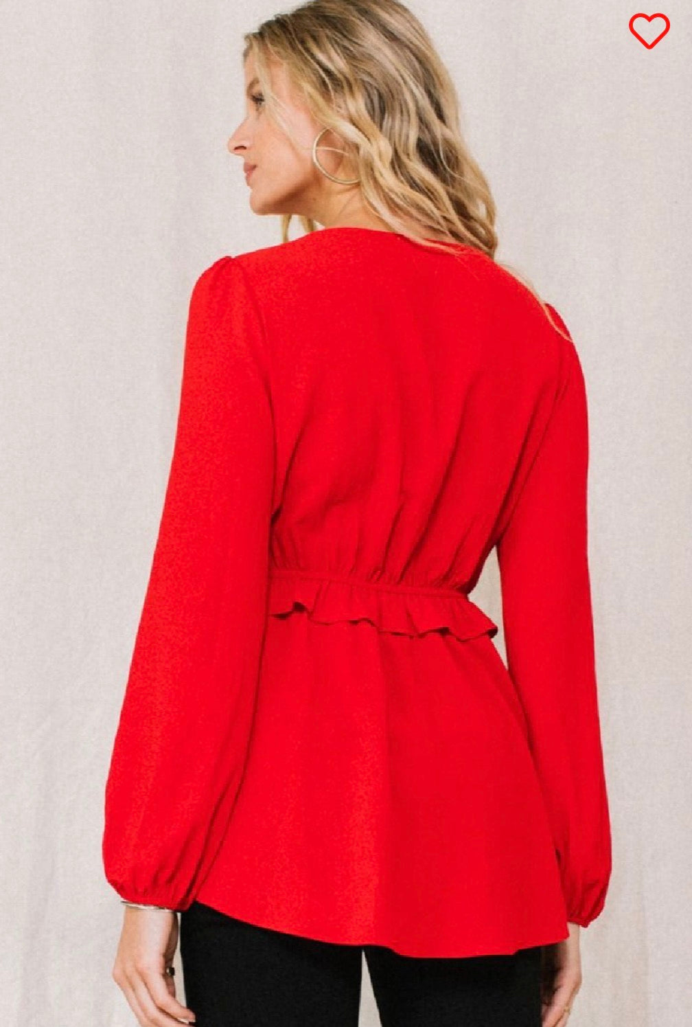 Red Solid button-down blouse