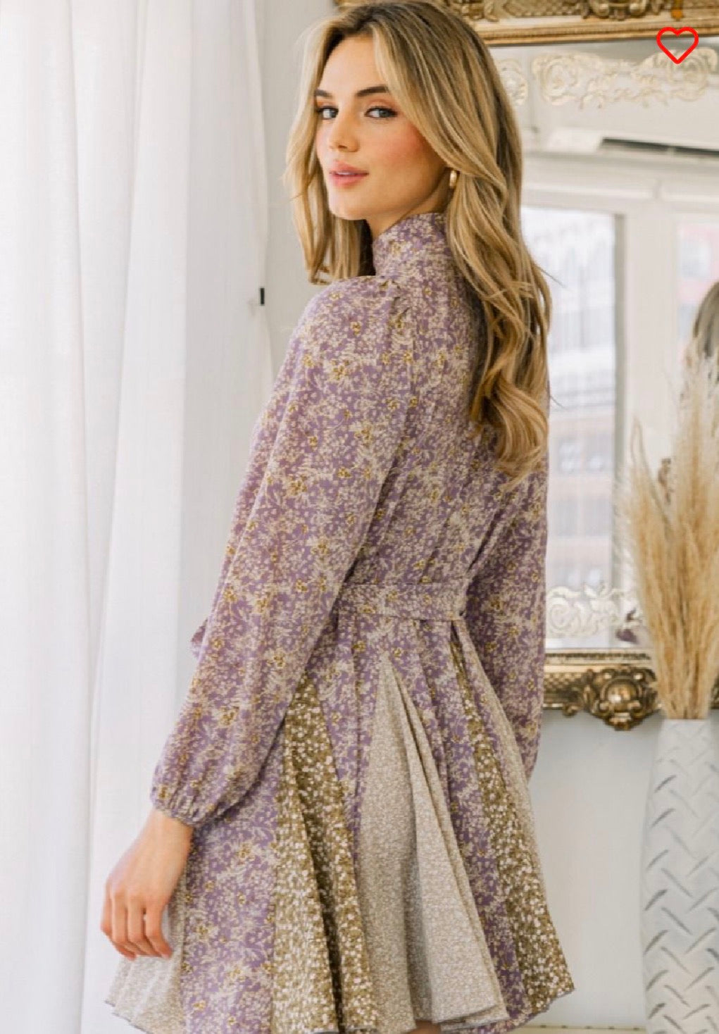 Mock Neck Mini Dress with Ruffle