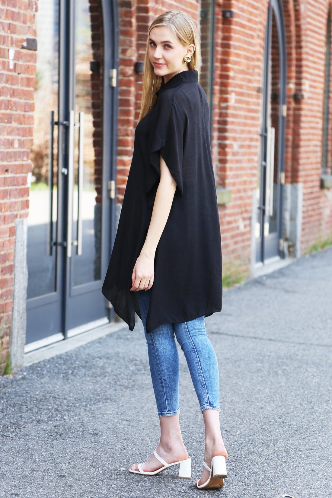 Oversized Short Sleeve Button Up Shirt