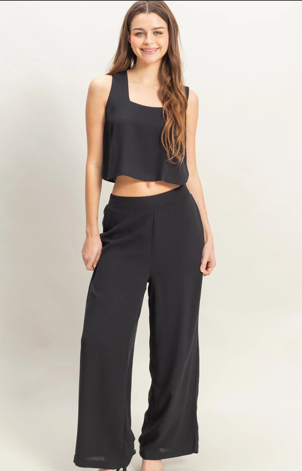 Crop Top And Wide Cut Pants Set