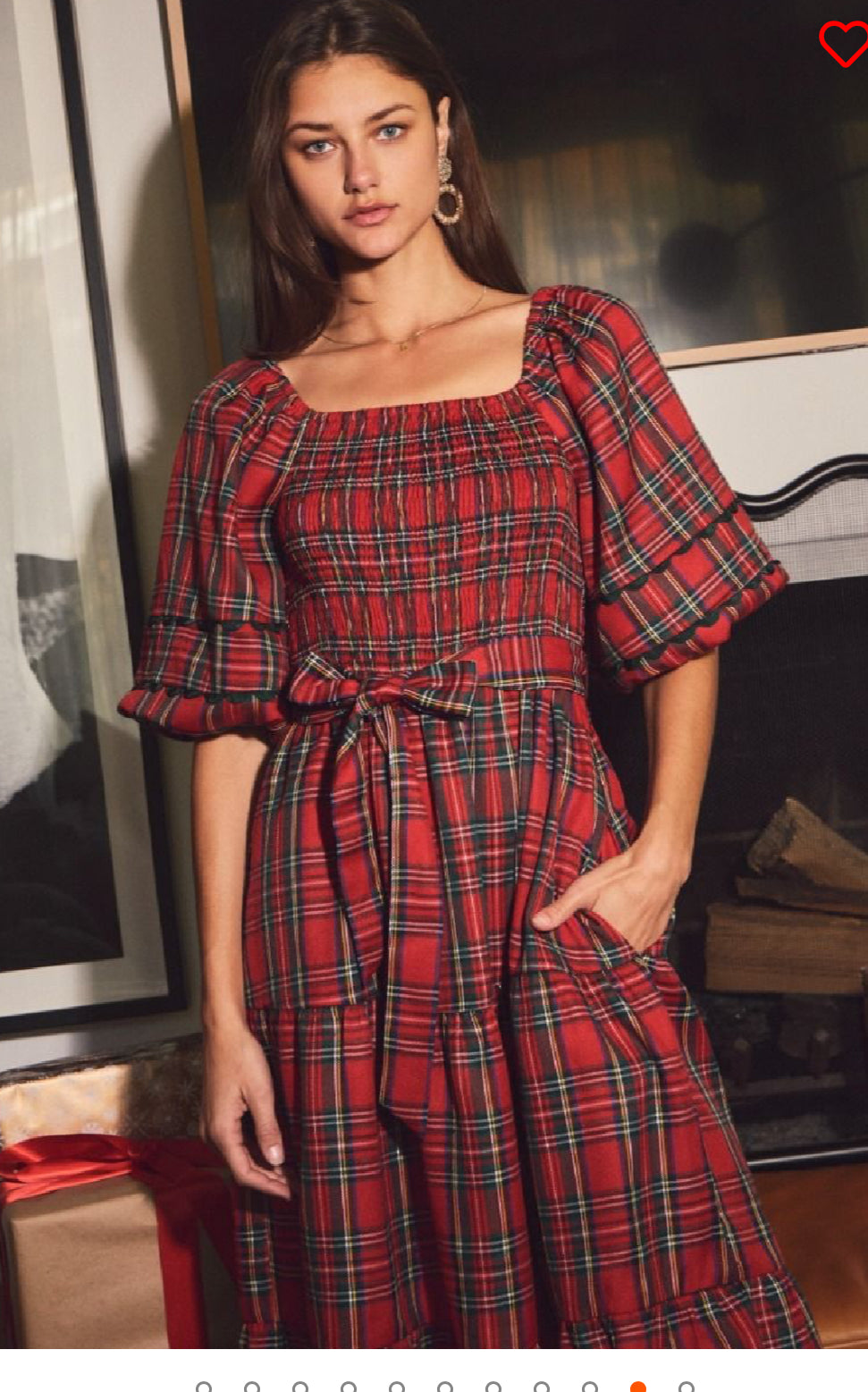 Smocked Plaid Midi Dress
