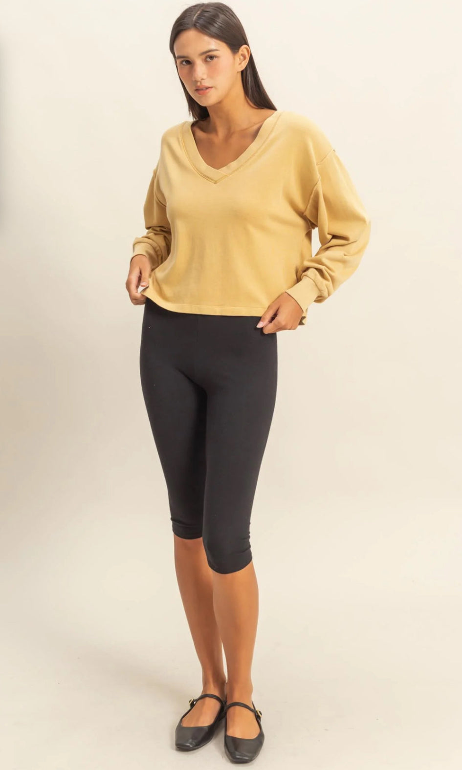 V-Neck Long Sleeve Top