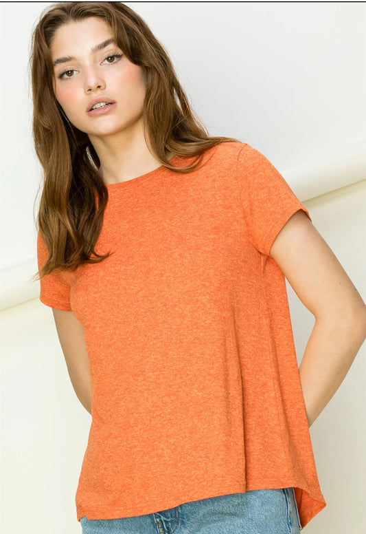 Short Sleeve Open Back Tee - Flare