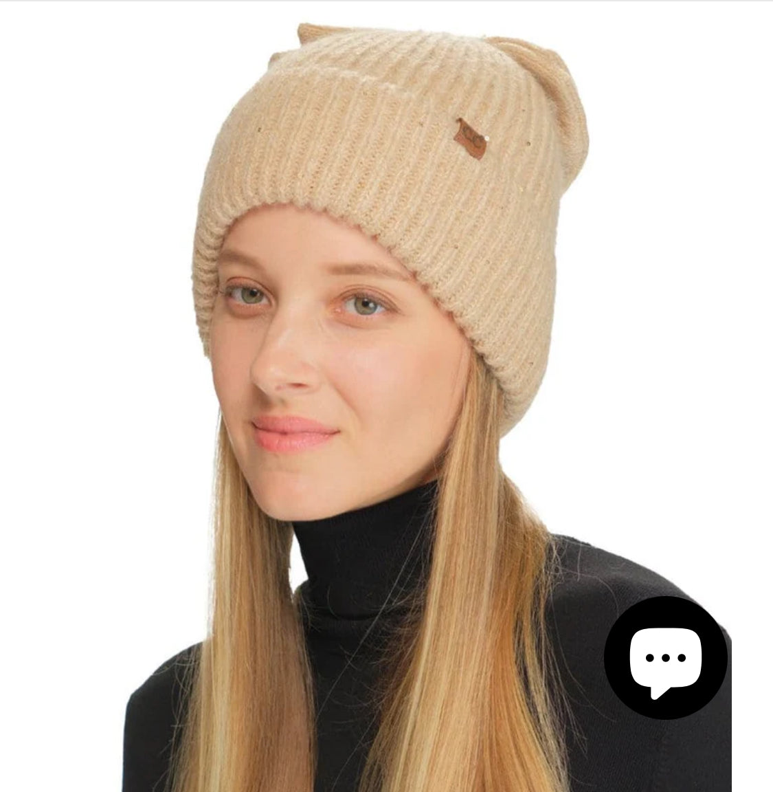 Messy Bun Bow With Sequins Beanie
