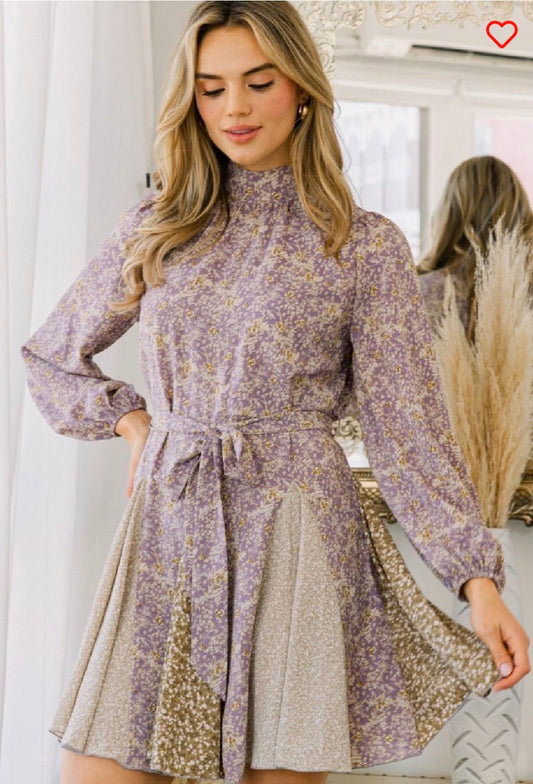Mock Neck Mini Dress with Ruffle