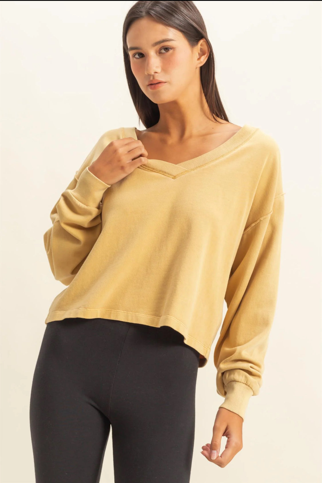 V-Neck Long Sleeve Top