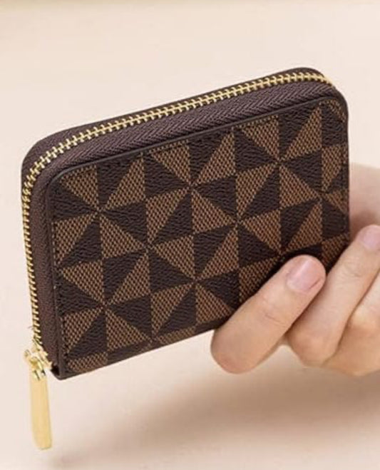 Two Tone Triangle Pattern Accordion Bi-fold Wallet
